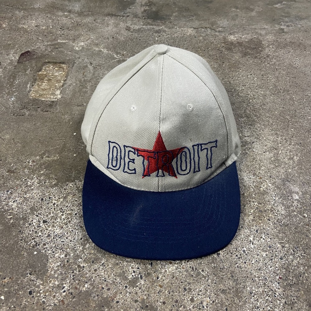 Vintage Y2K Detroit Stars Cap Strap Back Adjustable Beige Corporate Promo Logo